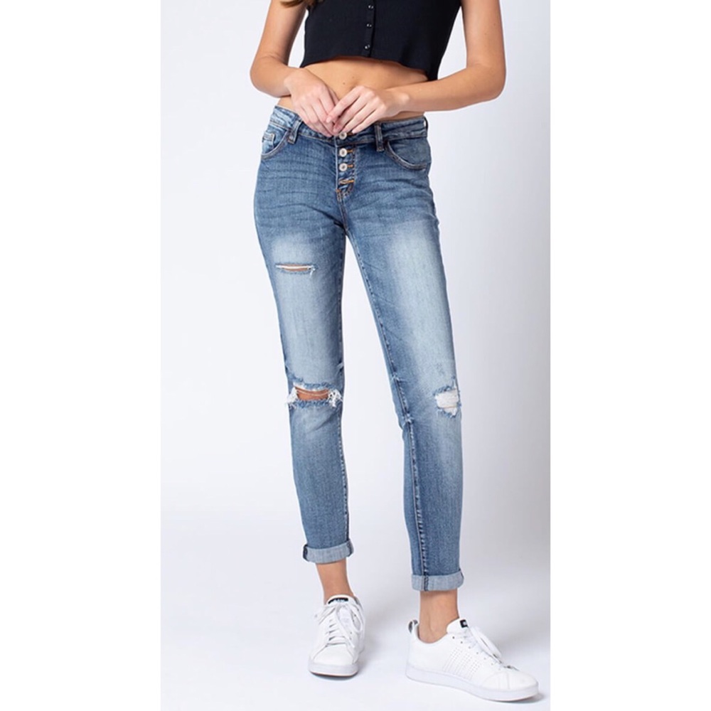 NWT Kancan Mid Rise Girlfriend Jeans KC5118D